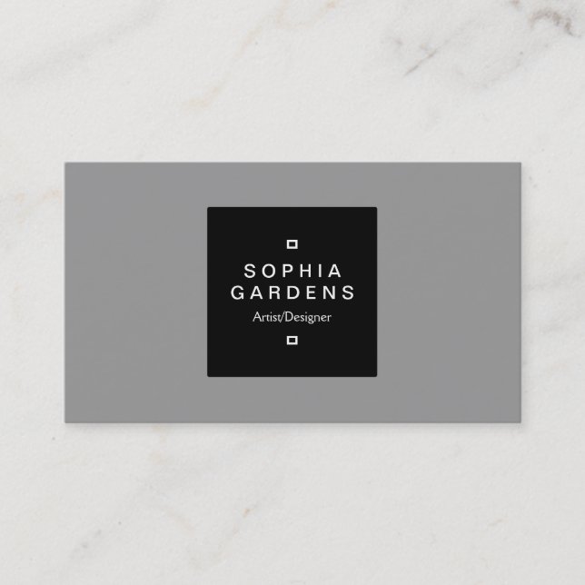 Square Label 01 - Grey Business Card (Front)