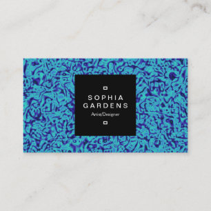 Square Label 01a - Blue Marbling Business Card