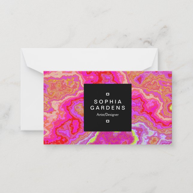Square Label 01a - Colourful Mineral Note Card (Front)