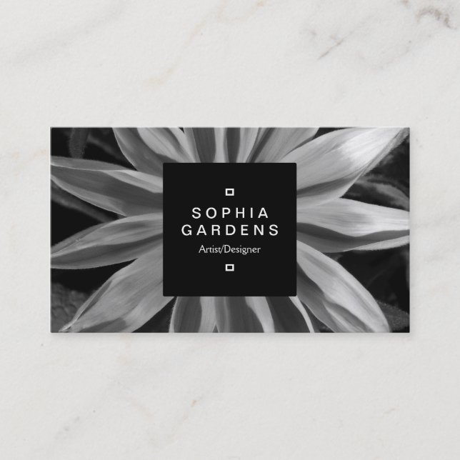 Square Label 01a - Rudbekia BW Business Card (Front)