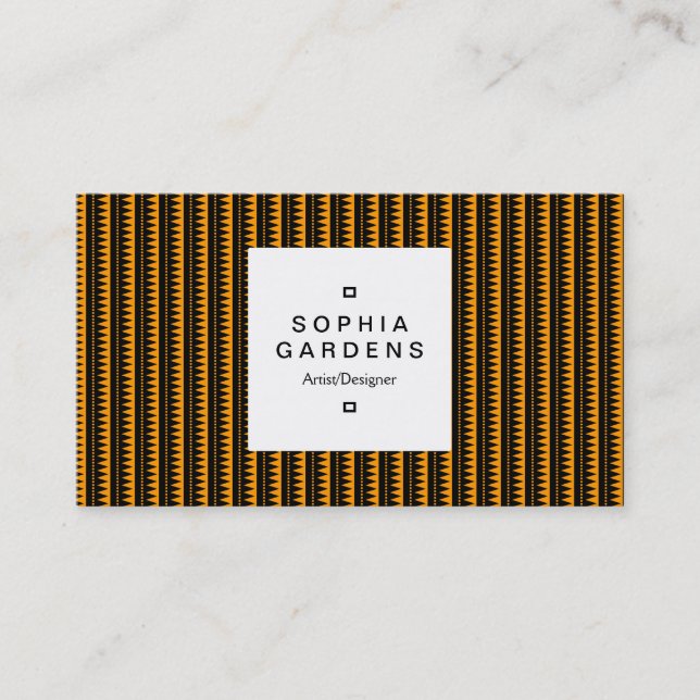 Square Label 03a - Aztec Mountains 02  - Lt Orange Business Card (Front)