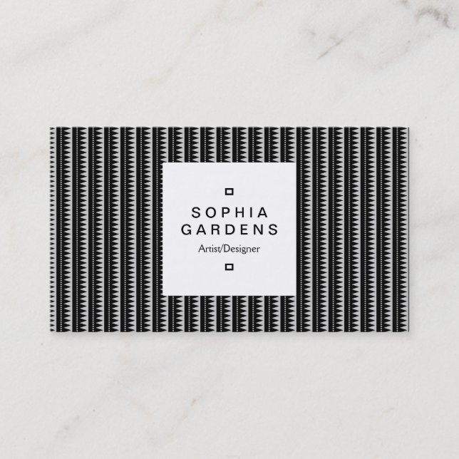 Square Label 03a - Aztec Mountains 02 - Pink Business Card (Front)