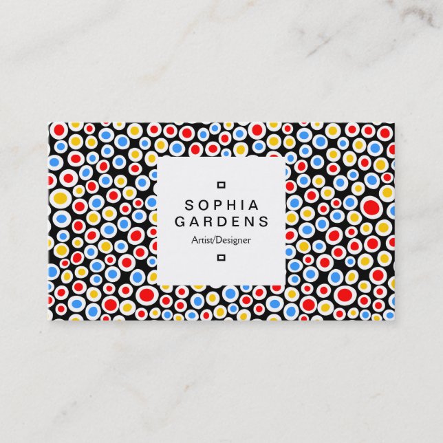 Square Label 03a - Colour Spots Pattern 230515 Business Card (Front)