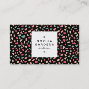Square Label 03a - Shards - Colours 01 on Black Business Card