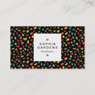 Square Label 03a - Shards - Colours 02 on Black Business Card