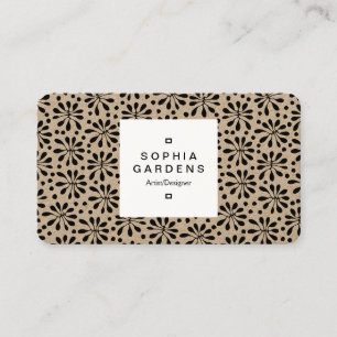 Square Label 03a - Stylised Plant Pattern 020818 Business Card