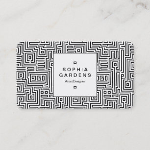 Square Label 04 - Kuba Maze Pattern Business Card
