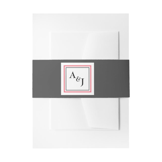Square label customisable ground belly band-pink invitation belly band (Front Example)