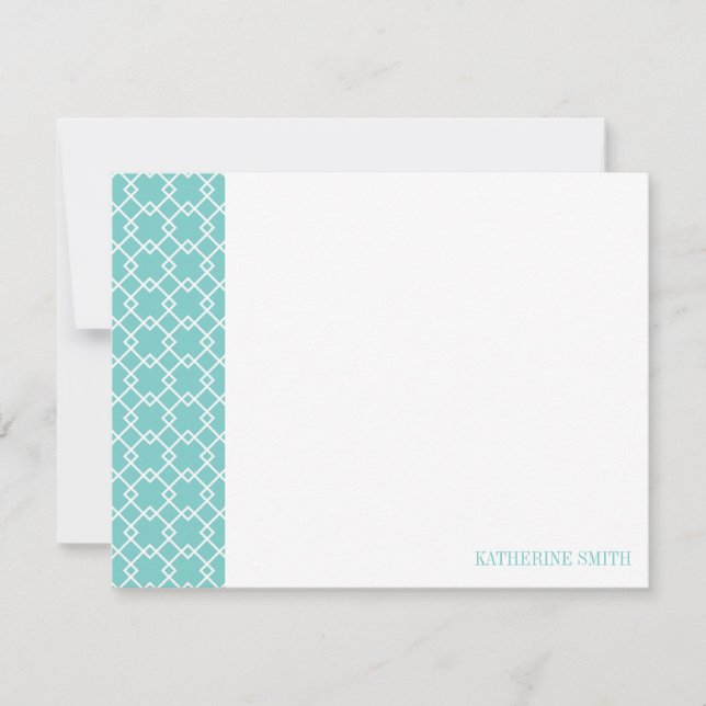 Square Lattice Geometric Pattern {Mint} Card (Front)