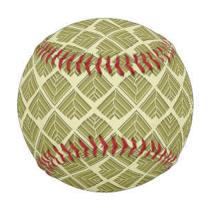 Square Leaf Pattern Gold Lime Light Baseball