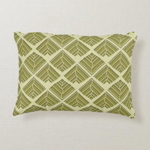 Square Leaf Pattern Gold Lime Light Decorative Cushion