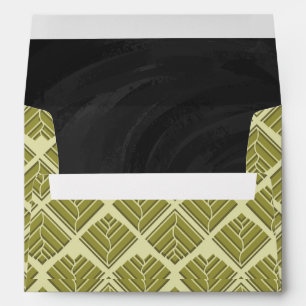 Square Leaf Pattern Gold Lime Light Envelopes