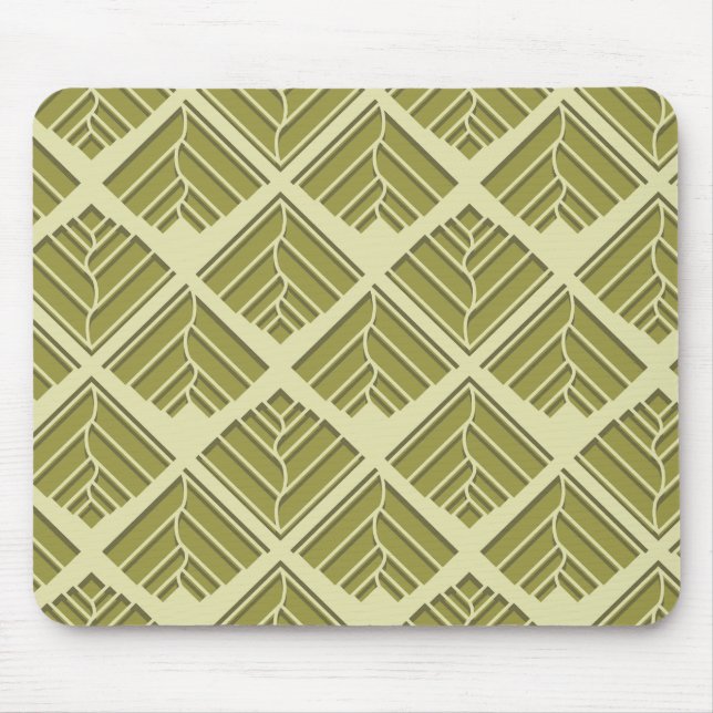 Square Leaf Pattern Gold Lime Light Mouse Pad (Front)
