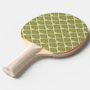 Square Leaf Pattern Gold Lime Light Ping Pong Paddle
