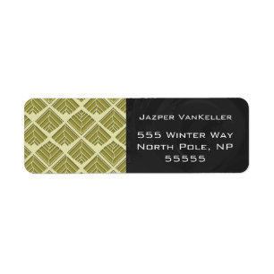 Square Leaf Pattern Gold Lime Light Return Address Label