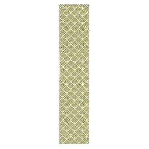 Square Leaf Pattern Gold Lime Light Short Table Runner