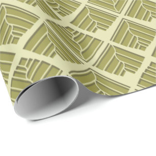 Square Leaf Pattern Gold Lime Light Wrapping Paper