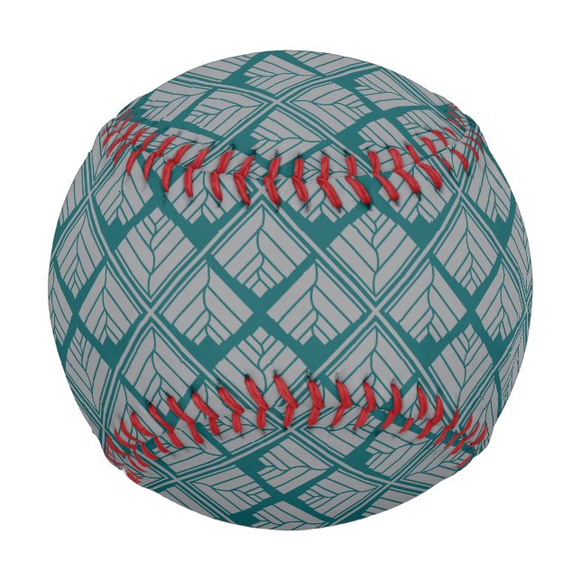 Square Leaf Pattern Teal Neutral Baseball (Back)