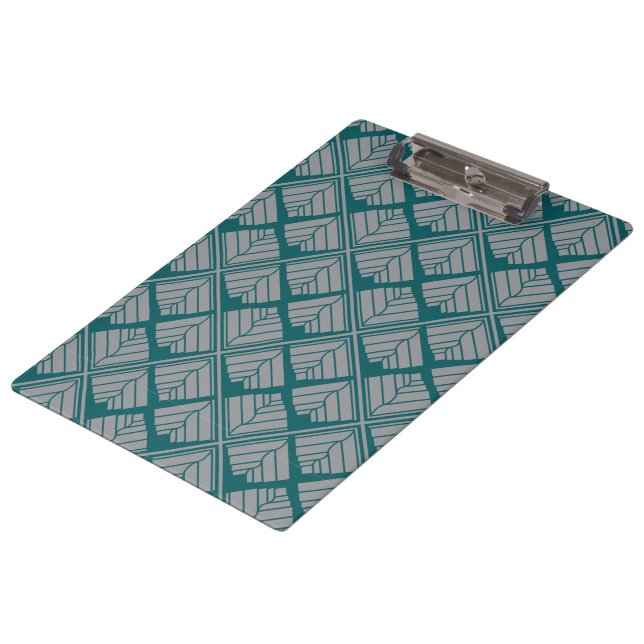 Square Leaf Pattern Teal Neutral Clipboard (Angled)