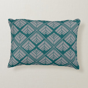 Square Leaf Pattern Teal Neutral Decorative Cushion