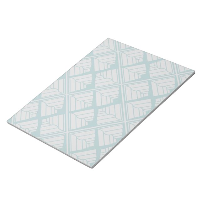 Square Leaf Pattern Teal Neutral Notepad (Angled)