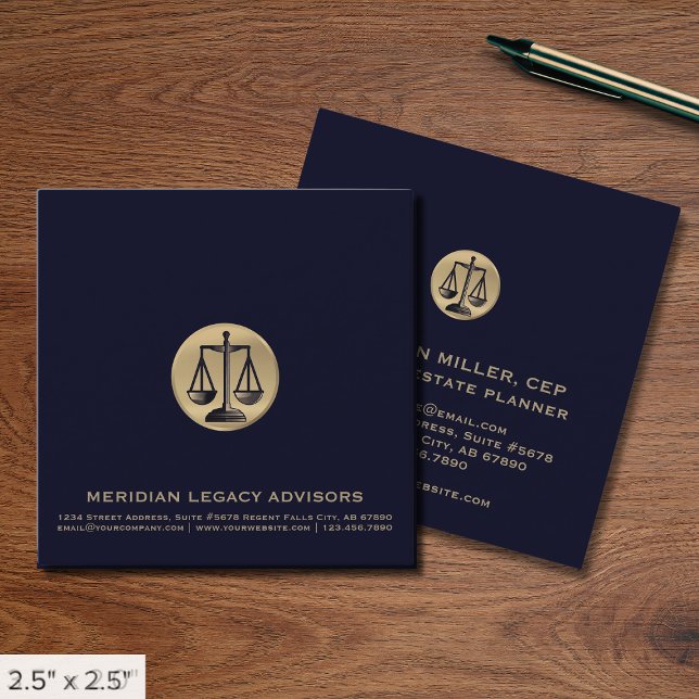 Square Legal Justice Scale Logo Business Card (Creator Uploaded)