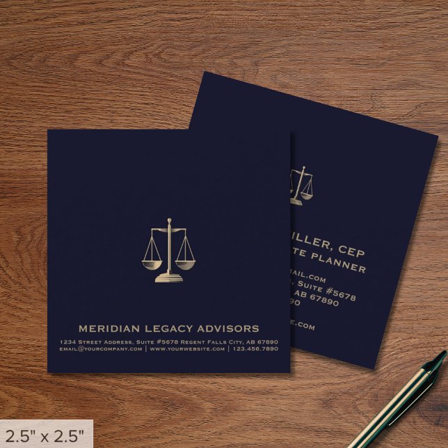 Square Legal Justice Scale Logo Business Card (Creator Uploaded)