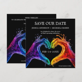 🌈❤️Square LGBTQ Heart of Pride wedding Save The Date