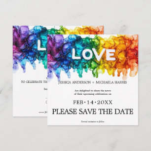 🌈 🐦 Square LGBTQ Painted With Love wedding Save The Date