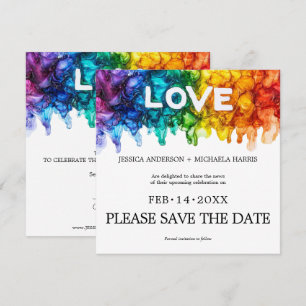 🌈  Square LGBTQ Painted With Love wedding  Save The Date