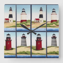 Square Lighthouse Wall Clock