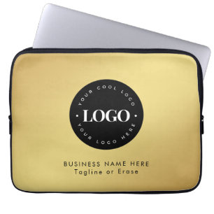 Square Magnet Gold & Black Business Logo Custom    Laptop Sleeve