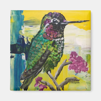 Square magnet - hummingbird