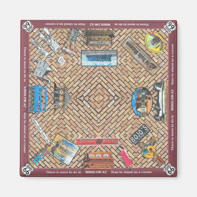 SQUARE MAGNET OF THINGS TO DO IN WINSLOW ARIZONA (Front)