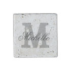 Square marble stone magnet with custom monogram