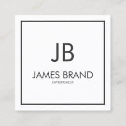 Square Minimalist Black and White Monogram Business Card