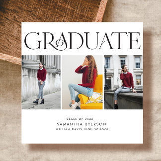 Square Modern Photo collage Graduation Invitation