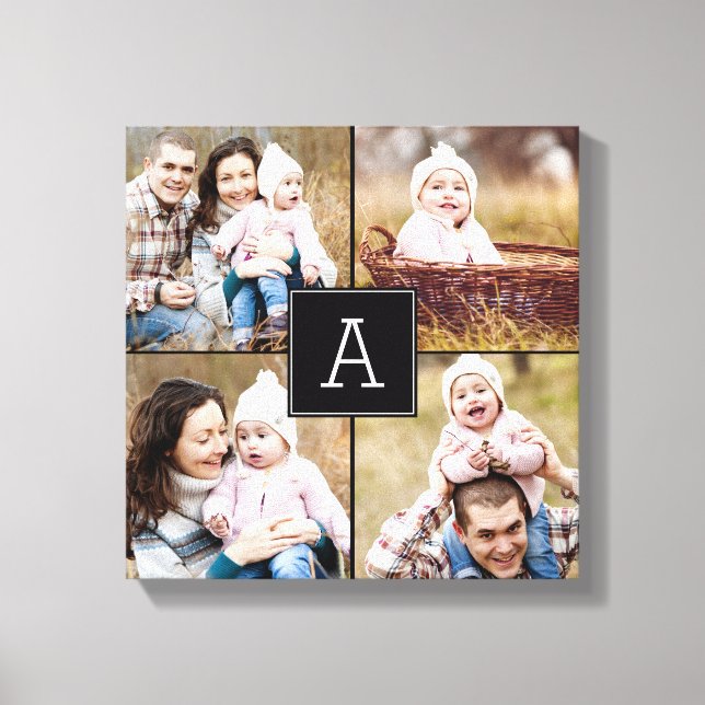 Square Monogram Custom Photo Canvas Print (Front)