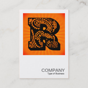 Square Monogram - Paisley Sunburst - R Business Card