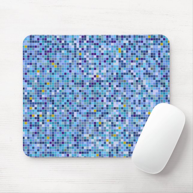 Square Mosaic Blue Tones Tile Pattern Mouse Pad (With Mouse)