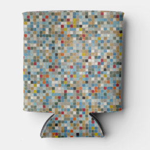 Square Mosaic Multi-coloured Tile Pattern (Photo) Can Cooler