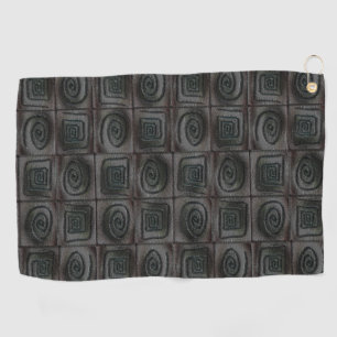 Square mosaic with spiral design and drizzle style golf towel