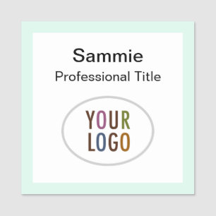 Square Name Badge with Logo Magnetic or Pin Back