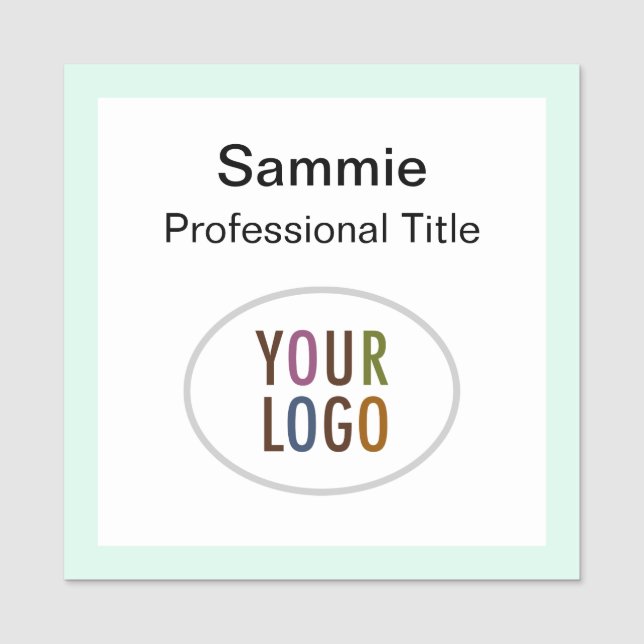 Square Name Badge with Logo Magnetic or Pin Back (Front)