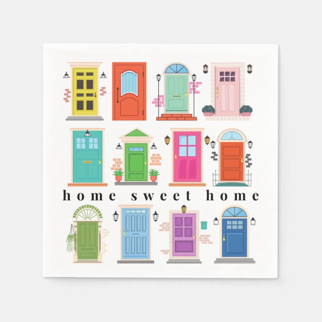 Square Napkin - Anytime Colourful Doors  (Front)
