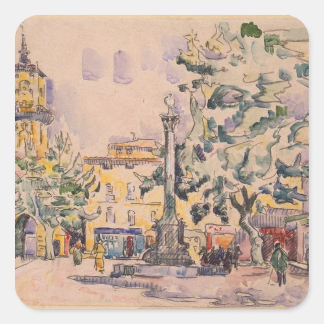 Square of the Hotel de Ville in Aix-en-Provence Square Sticker (Front)