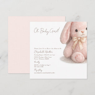 Square Oh Baby Girl Bunny Pink Baby Shower
