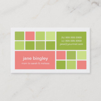 "Square One" Pink & Green Mummy Business Card