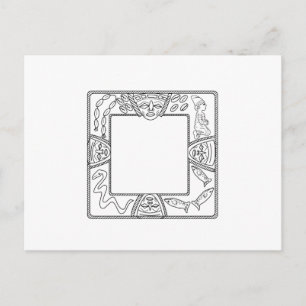 Square Opon Ifa Divination Tray Announcement Postcard