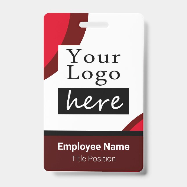 Square or Circle Style Logo Employee Name ID Badge (Front)